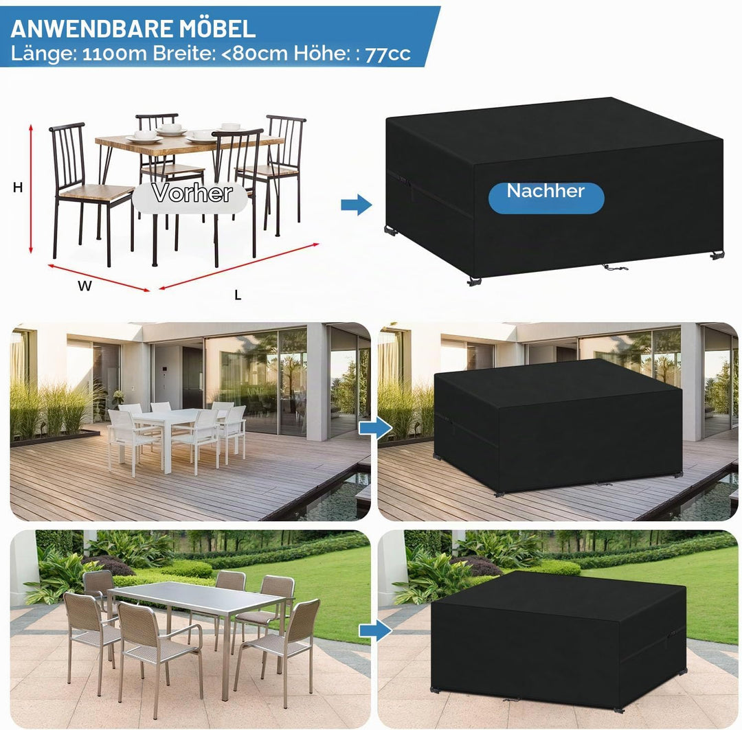 VANSHEIM Abdeckung Gartenmöbel Winterfest Abdeckplane Gartenmöbel Abdeckung Wasserdicht Schutzhülle