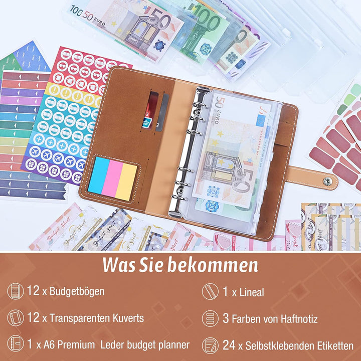 Budget Planner / Binder A6 - ANYUKE Sparchallenge Geldbuch mit Hüllen, Finanzplaner Ringbuch Ordner