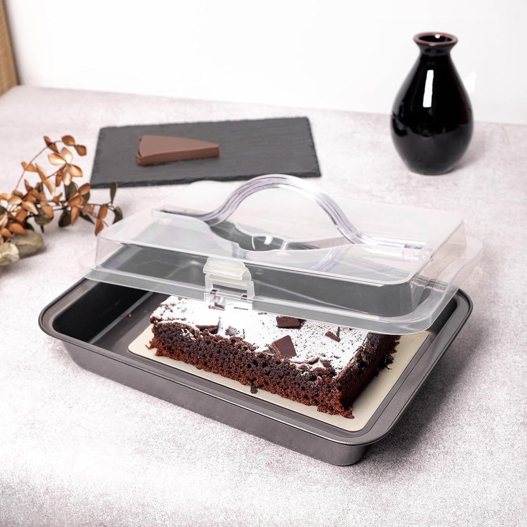 KADAX Backform mit Deckel und Antihaftbeschichtung, rechteckige Kuchenform aus Stahl für Kuchen, Toa