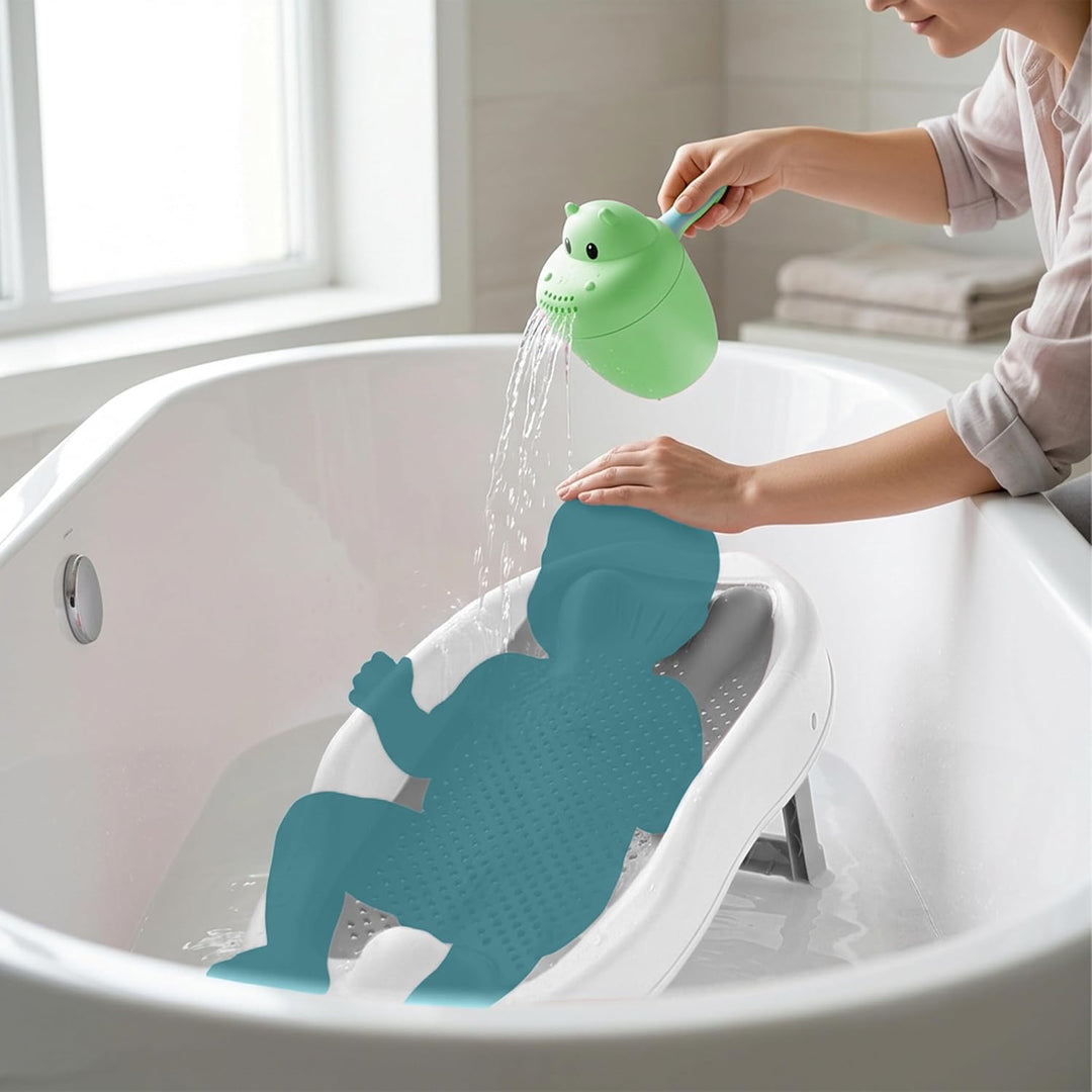 Relaxdays Baby-Badehilfe Set, mit Haarwaschbecher, tränenfrei, grau, grau