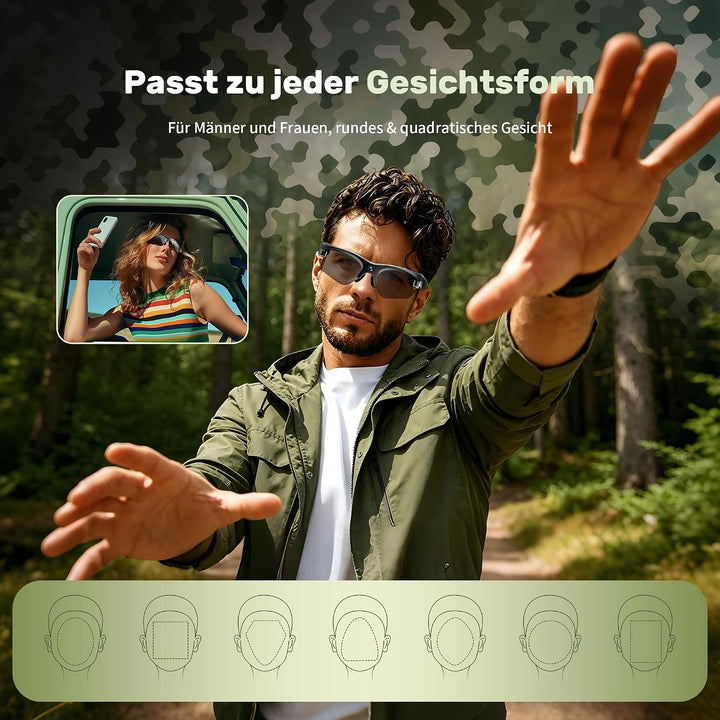 Smart Glasses mit Kamera,1080P Brille mit Kamera,Mini Action Cam