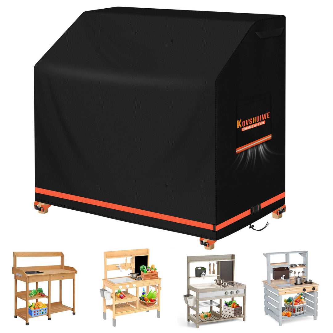 Kovshuiwe Matschküche Abdeckung wasserdichte, 110x50x95 cm Outdoor Spiele Küche 420D Oxford Stoff wa