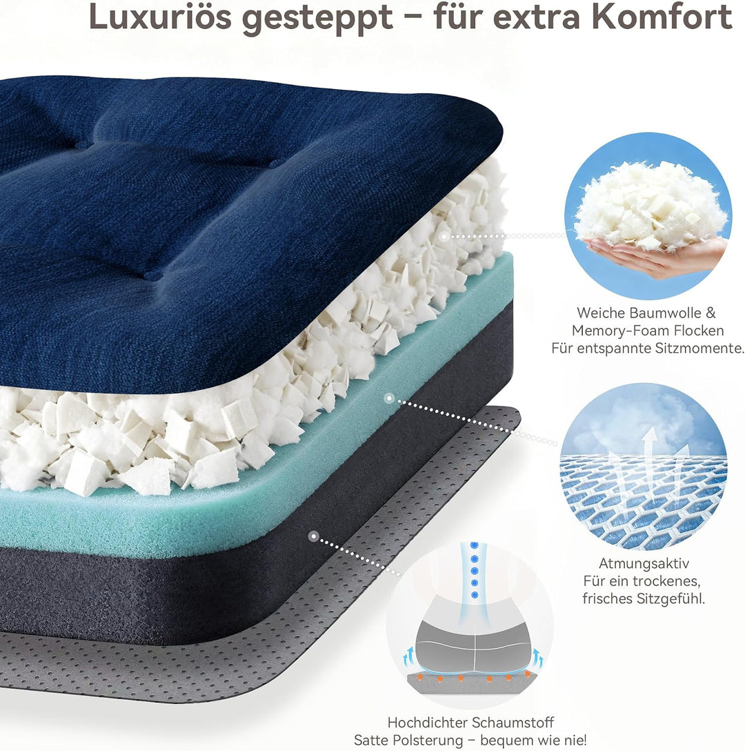 Codi Sitzkissen 40x40×8 cm 2er Set, Extra Dicke, Bequeme Stuhlkissen mit wasserabweisendem Bezug – W