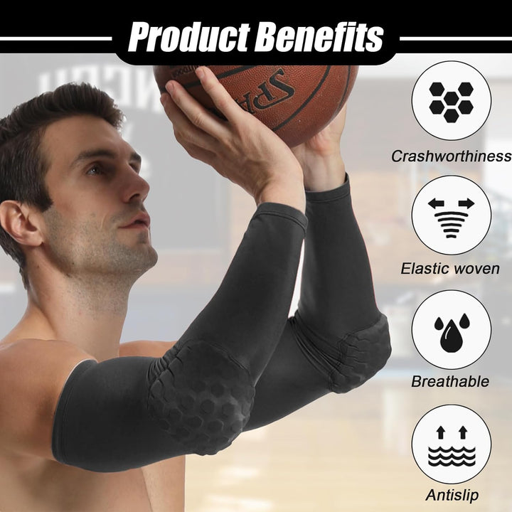 Eowppue 4er-Pack Arm Sleeve Set - Verdickte Armwärmer Ellenbogenschoner, atmungsaktive und elastisch