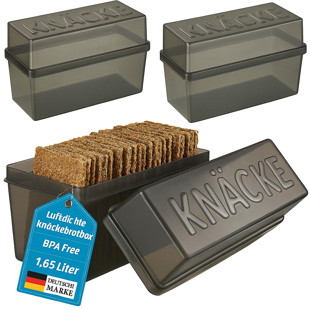 Knäckebrotdose Knäckebrot Box mit Deckel - Brotbox - luftdicht - Aufbewahrungsbox - Transparent/weis