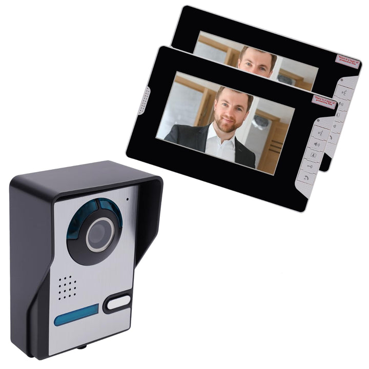 Video Türsprechanlage 2 Monitore 7" Farb-TFT-LCD mit Kamera und Nachtsicht – Drehbare Kamera, Freisp