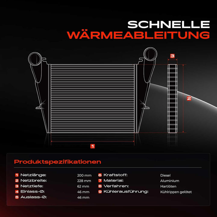 Frankberg Ladeluftkühler Turbokühler Kompatibel mit 6 G.G 2.0L Diesel 6 Kombi G.Y 2.0L Diesel 2002-2