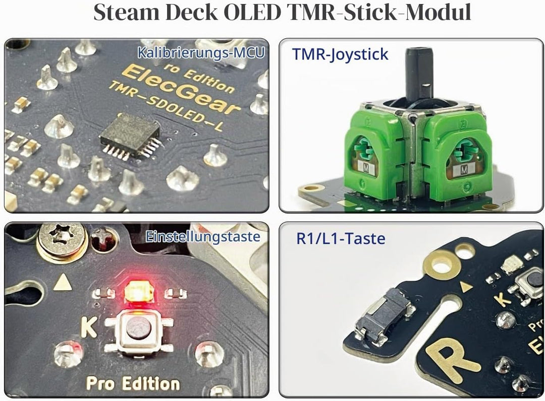 ElecGear TMR Joystick Ersatz für Steam Deck OLED, PCB-Modul mit MCU-Kalibrierung, Linker und Rechter