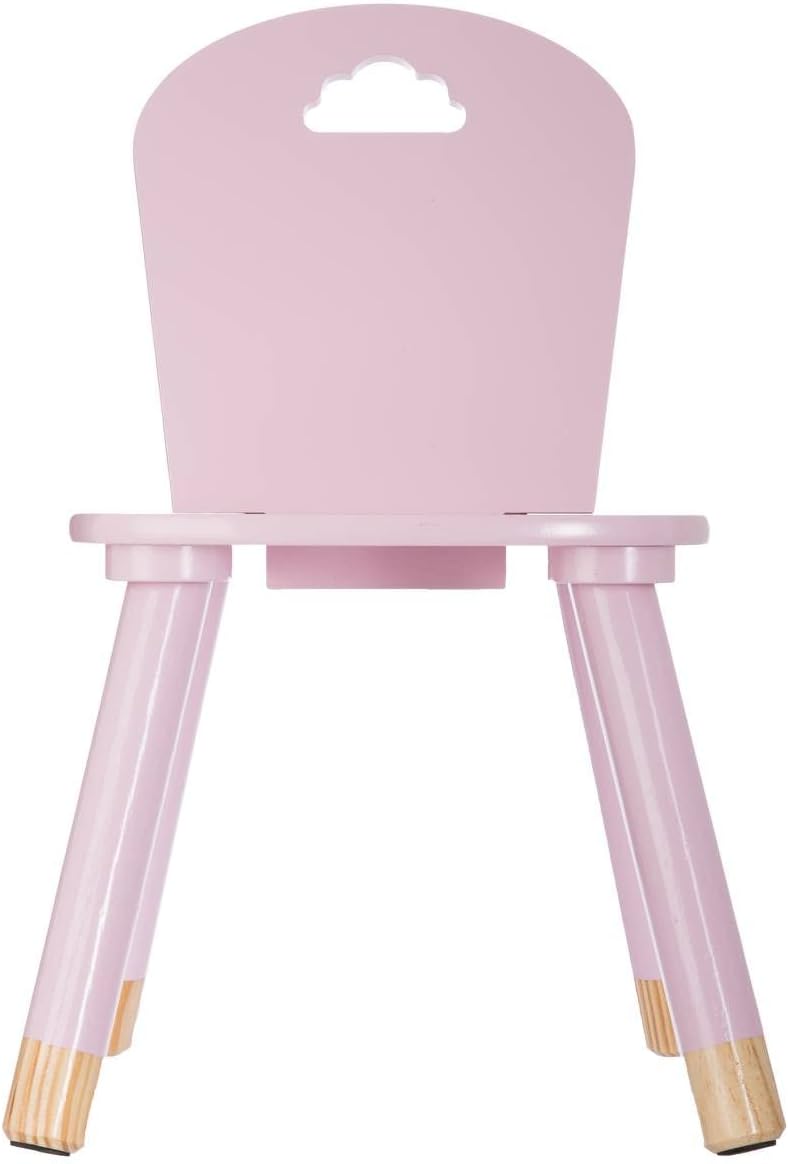 Stuhl aus Holz für Kinder – Wolken-Dekor- Farbe ROSA, Rosa