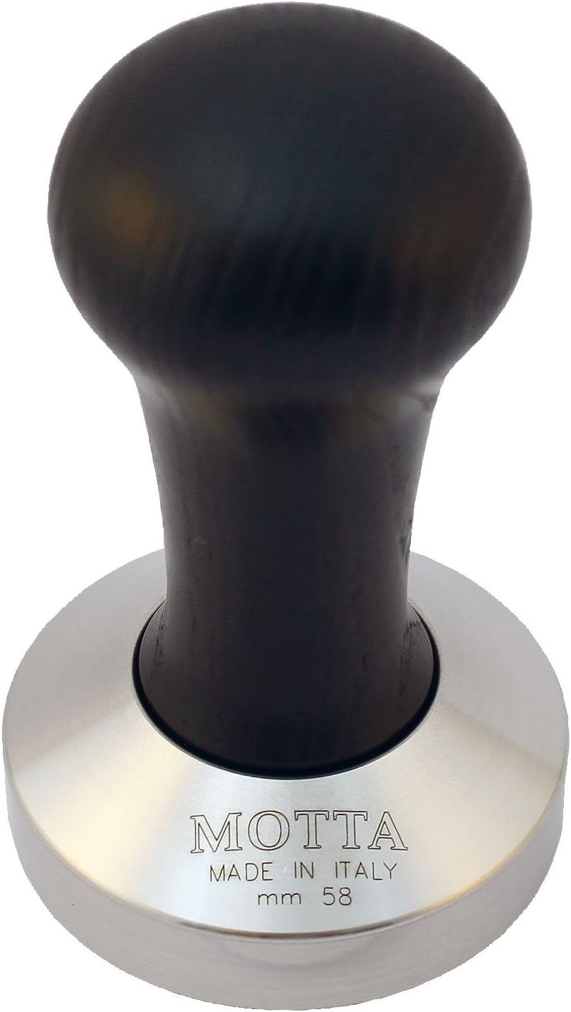 Motta 8150/B Tamper aus Edelstahl, konvex mit schwarzem Echtholzgriff,58 mm