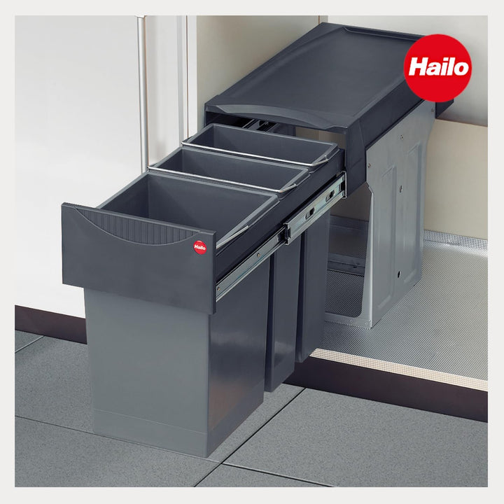 Hailo Terzett Küchen-Abfalleimer, Plastik, Grau, One