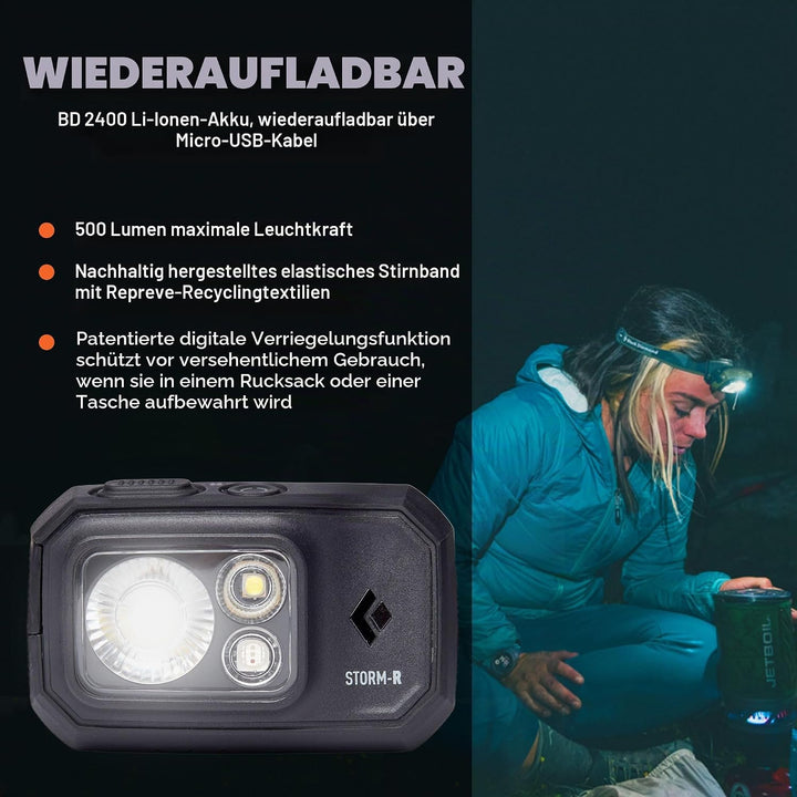 Black Diamond Storm 500-r Stirnlampe Kunststoff Einheitsgrösse Schwarz, Einheitsgrösse Schwarz