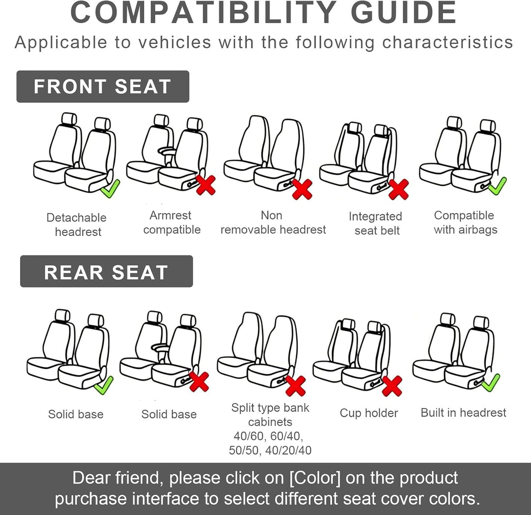 Bocguy Universal Autositzbezüge Set, 5-Sitze Schonbezüge für Autositze Grün, Grün
