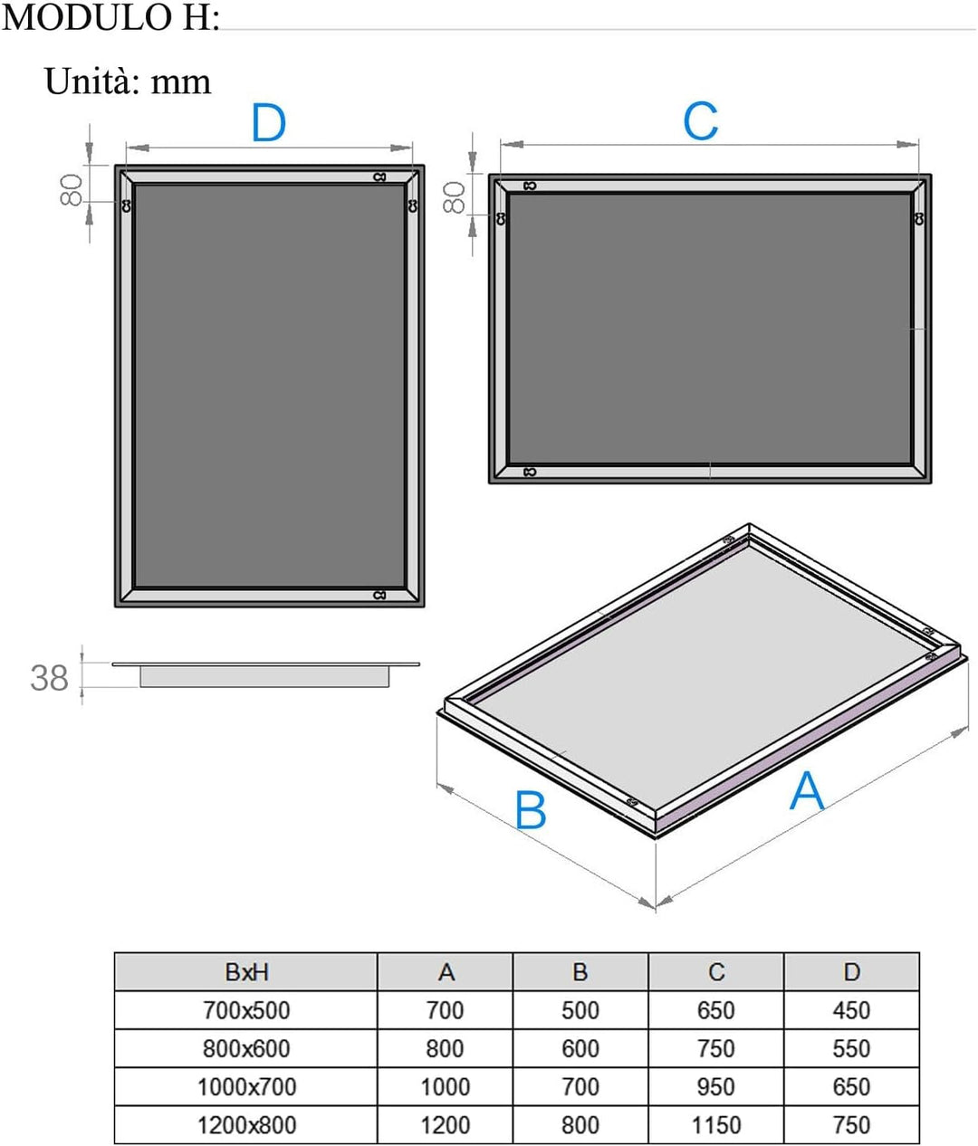 MIQU Badezimmerspiegel mit Beleuchtung 80x60cm Badspiegel Warmweiss/Kaltweiss LED Licht Wandspiegel
