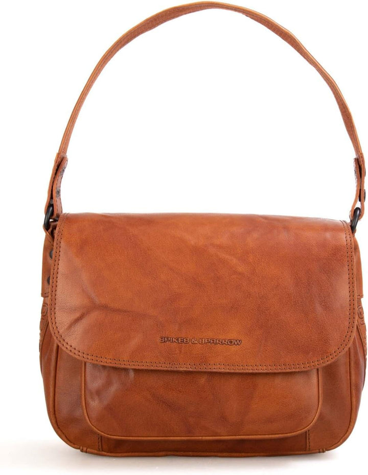 Spikes &amp; Sparrow Umhängetasche echt Leder Damen - 021616 Cognac, Cognac