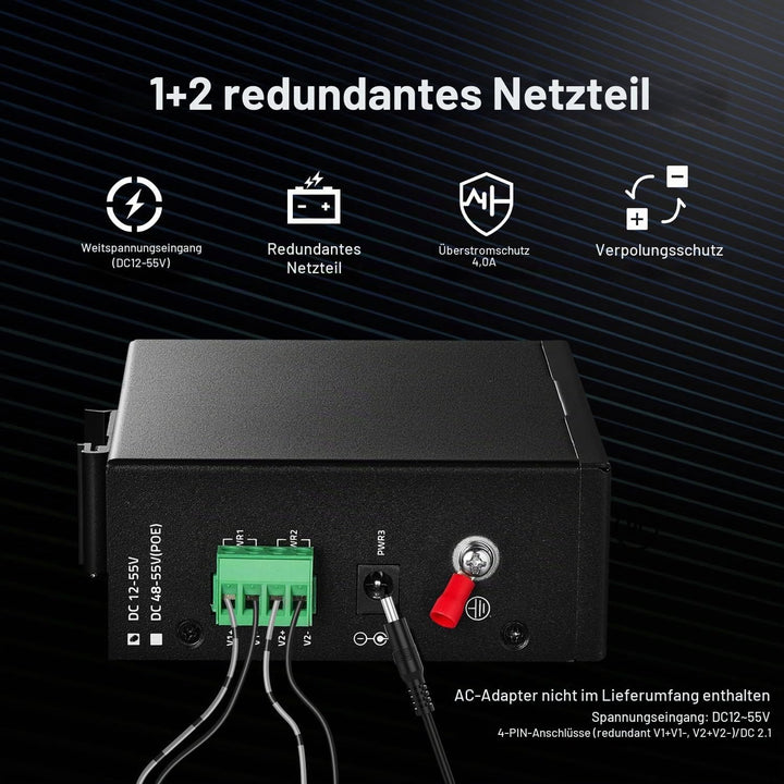 MokerLink 10 Port Industrial Din Rail Switch, 8 Ports 100Mbps,1 Gigabit Ethernet and 1 SFP Uplink, D
