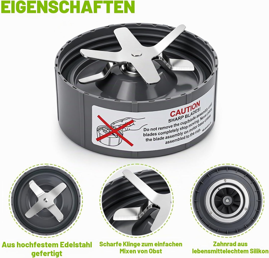 2er-Pack Ersatzklinge für NutriBullet Blender 900 W 600 W Serie, Ersatzteile kompatibel mit NutriBul