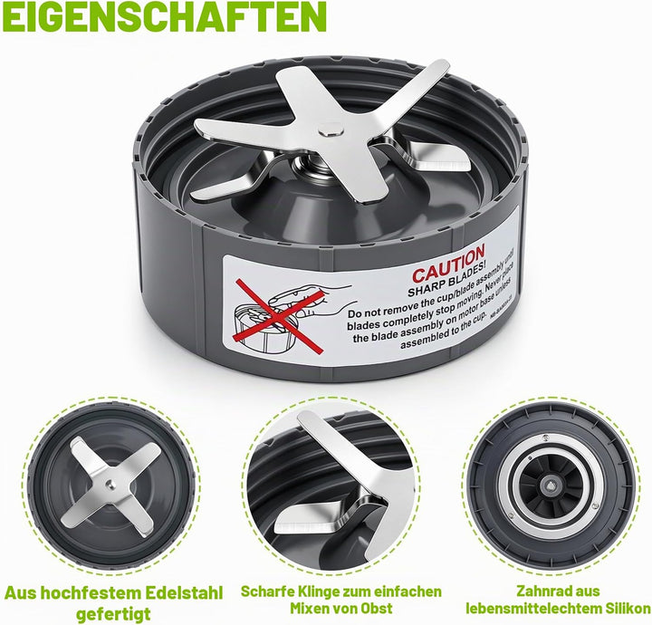 2er-Pack Ersatzklinge für NutriBullet Blender 900 W 600 W Serie, Ersatzteile kompatibel mit NutriBul