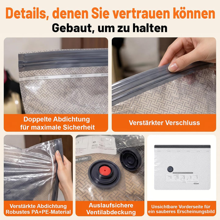 Vakuumbeutel für Kleidung mit Kabellose Pumpe 12 Stück