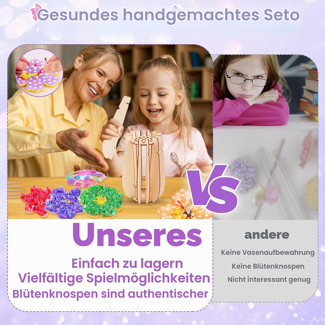 Own1one Bastelset für Mädchen 6-8 Jahre, Blumenstrauss Basteln mit PaillettenSpielzeug ab 4-12 Jahre