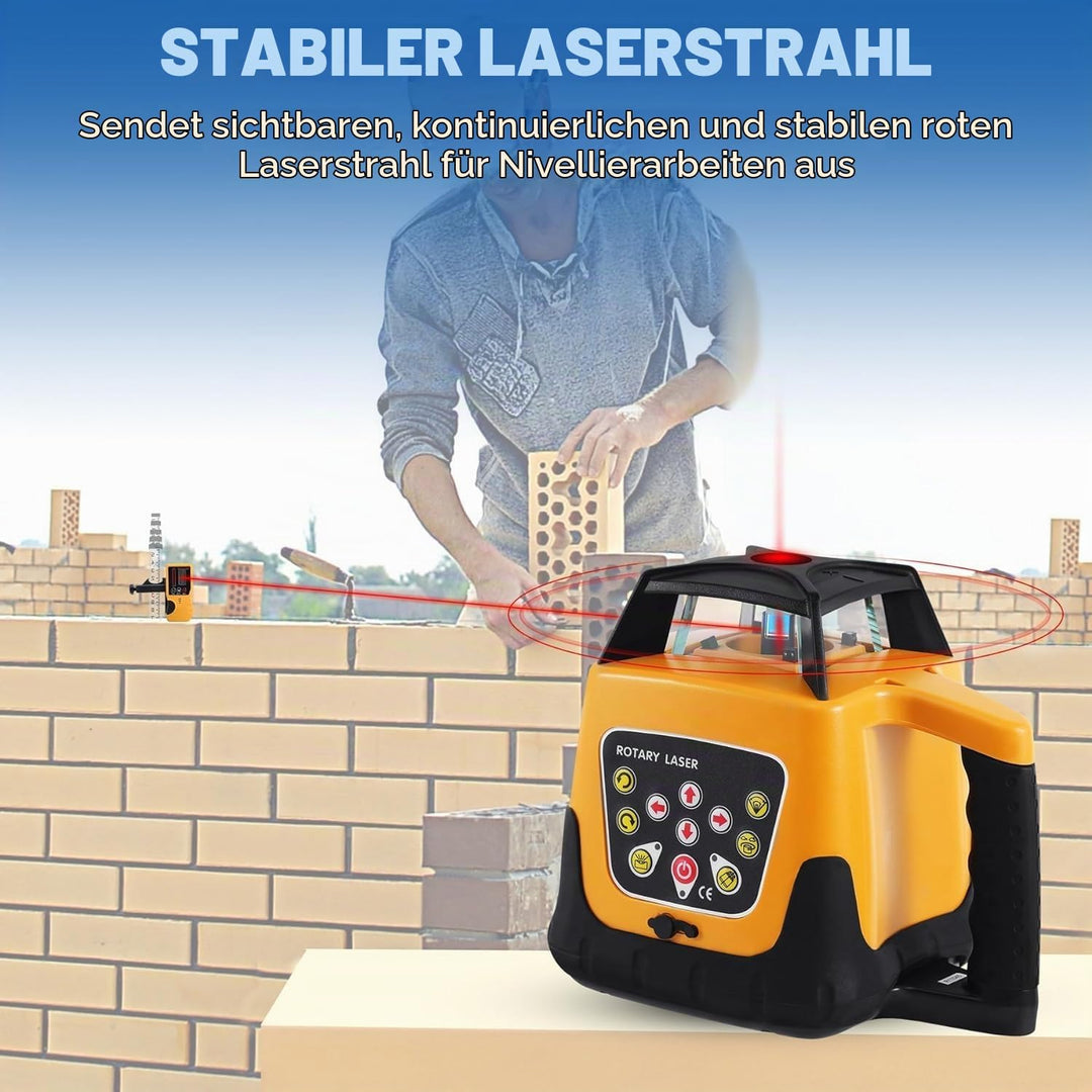 360° Rotstrahl Rotationslaser 500m IP54 Selbstnivellierend mit Empfänger Rot Rotationslaser, Rot Rot