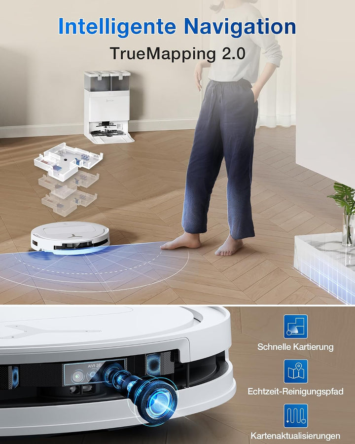 ECOVACS DEEBOT T50 Omni Saugroboter mit Wischfunktion,15.000 Pa, T30 Omni-Upgrade, Ausziehbare Seite