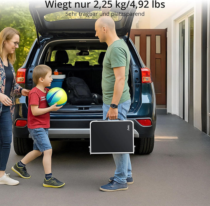 Anbte Campingtisch Klappbar 58x40cm Aluminium Silber-Rahmen Picknicktisch 3 Höhen Verstellbar 26/48/