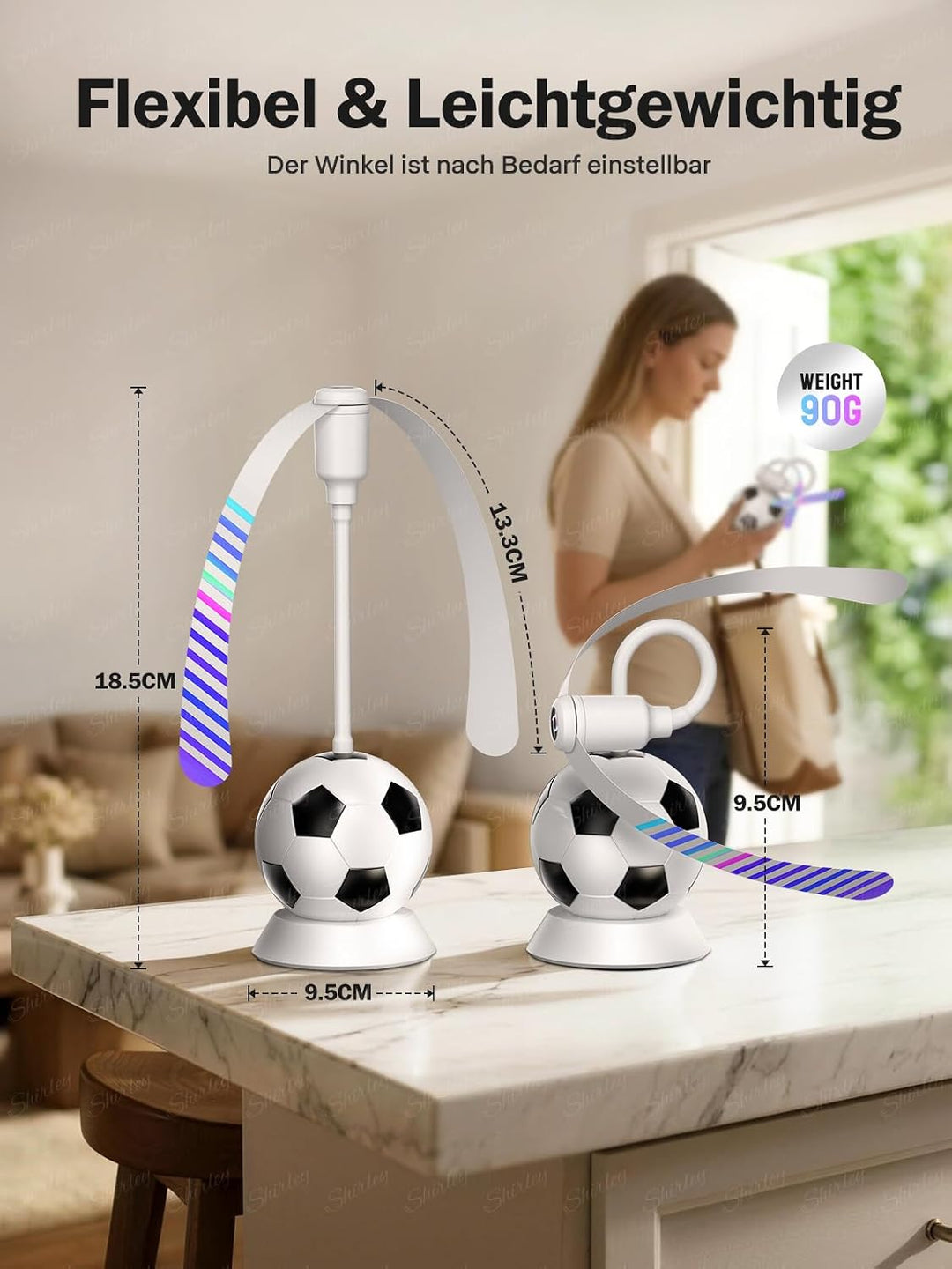 Fliegenwedler, Fliegenabwehr Tischventilator mit Haken, Soft-Stop, Tragbarer Mückenventilator&amp; Flieg
