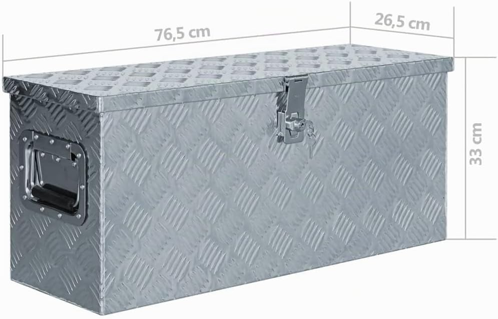 vidaXL Aluminiumkiste 76,5x26,5x33cm Alu Box Koffer Werkzeugbox Transportkiste 76.5 x 26.5 x 33 cm S