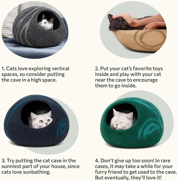 MEOWFIA Katzenbett aus Merinowolle – Handgefilztes, Umweltfreundliches Katzenbett für Katzen &amp; Kätzc