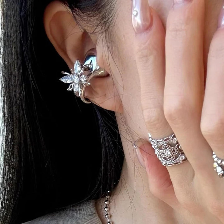 Jiawu ClipFree Open-Ear-Kopfhörer mit Schmetterlingsohrringen, Extrem Bequemer und Eng Anliegender C