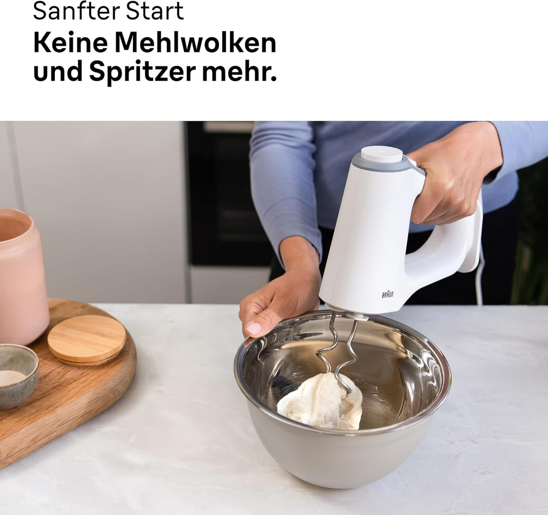 Braun MultiMix 3 - Handmixer mit 4 Zubehörteilen, 550 Watt, Weiss