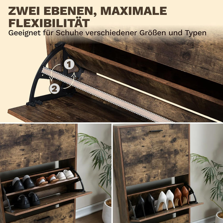 CATAVANA Schuhschrank Schmal - 3 Fächer für 18 Paar - Schuhregal Geschlossen - Platzsparend &amp; Modern