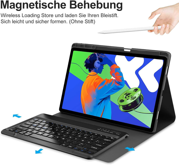 Tastatur für Lenovo Idea Tab Pro 12.7 Zoll 2025, Schwarz
