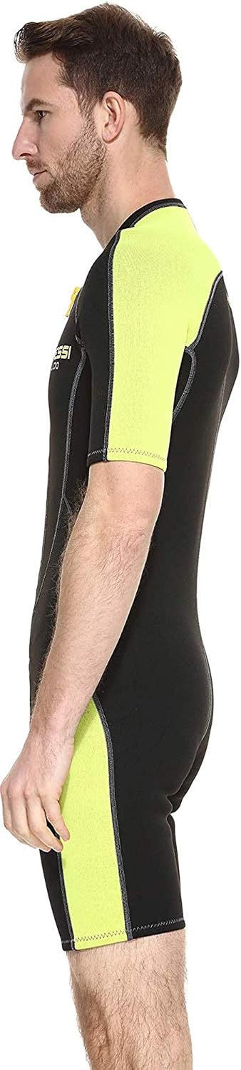 Cressi Lido Man - Shorty Neopren High Stretch 2 mm Neoprenanzug für Herren Schwarz - Gelb S, Schwarz