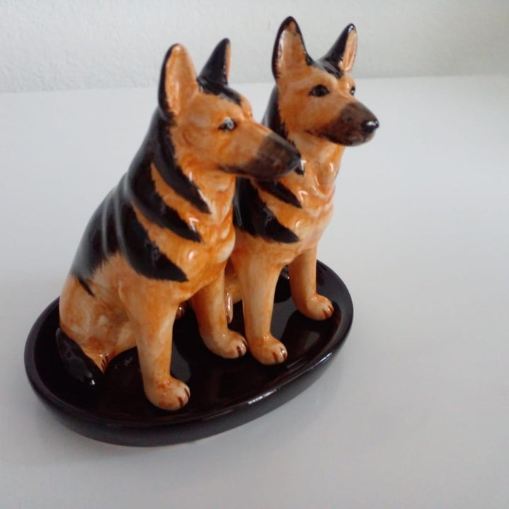 Keramik Salz und Pfefferstreuer Set mit Hundemotiv (Schaeferhund)