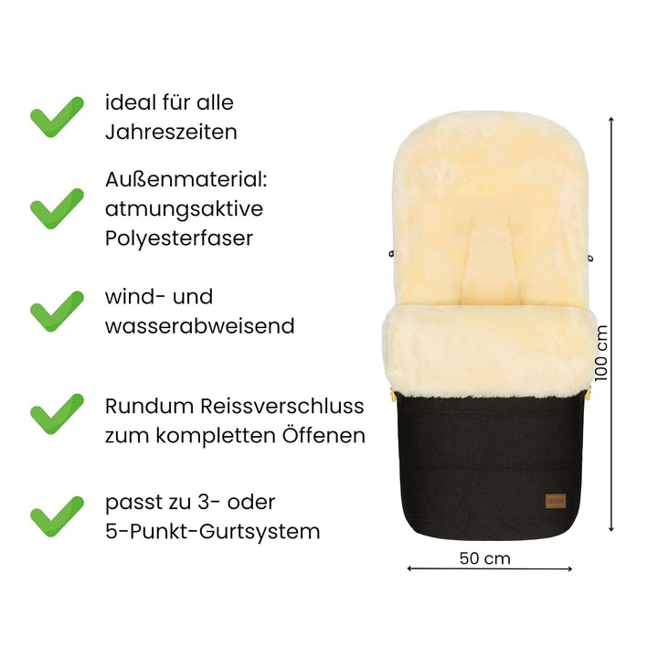 Fillikid Winterfusssack Bernia Lammfell Exklusiv Kinderwagen, Buggy | Winterfusssack wind- &amp; wassera