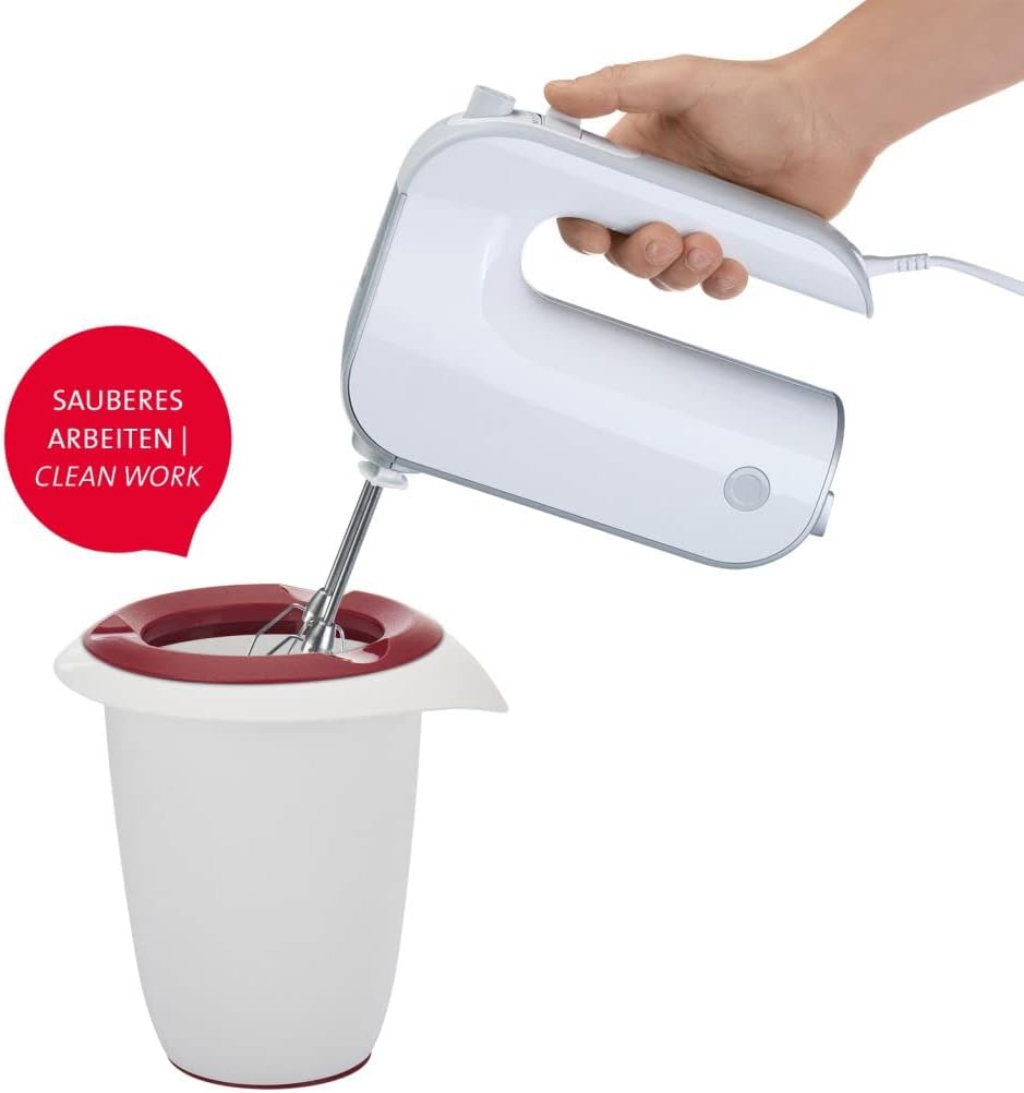 Westmark 2x Quirtopf mit zweigeteiltem Deckel, 1 l, Mit Ausgiesser, Kunststoff, Weiss/Rot, 315122E3