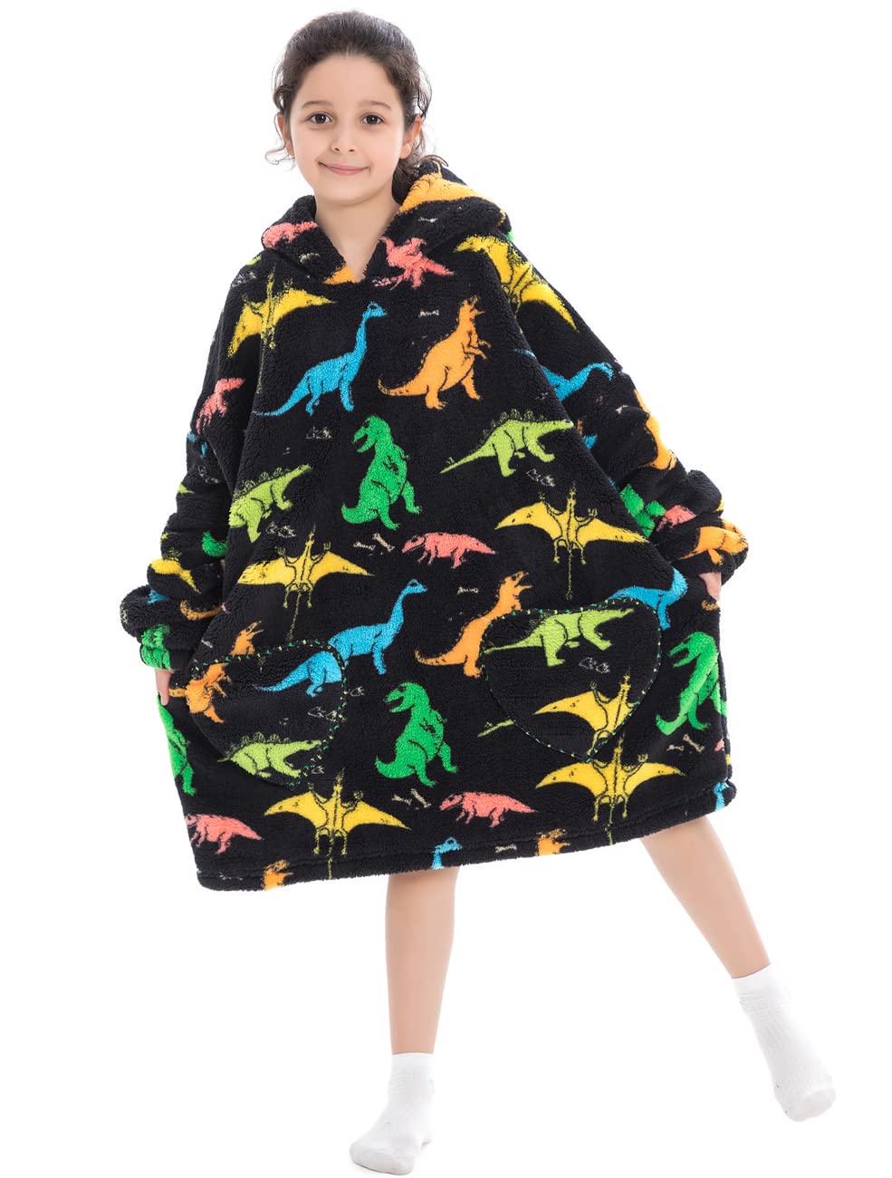Kinder Übergrosse Kapuzenpullover,Super Weich Warmes Bequeme Tragbare Decken Sweatshirt für Mädchen