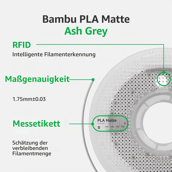 Bambu Lab Matte PLA 3D-Drucker-Filament, glatte matte Oberfläche, PLA 3D-Druck-Filament, kein Verzie