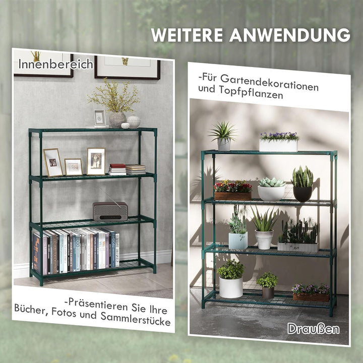 Outsunny Pflanzenregal, Blumenständer mit 4 Ebenen Blumenregal, Pflanzenständer für Garten, Balkon,