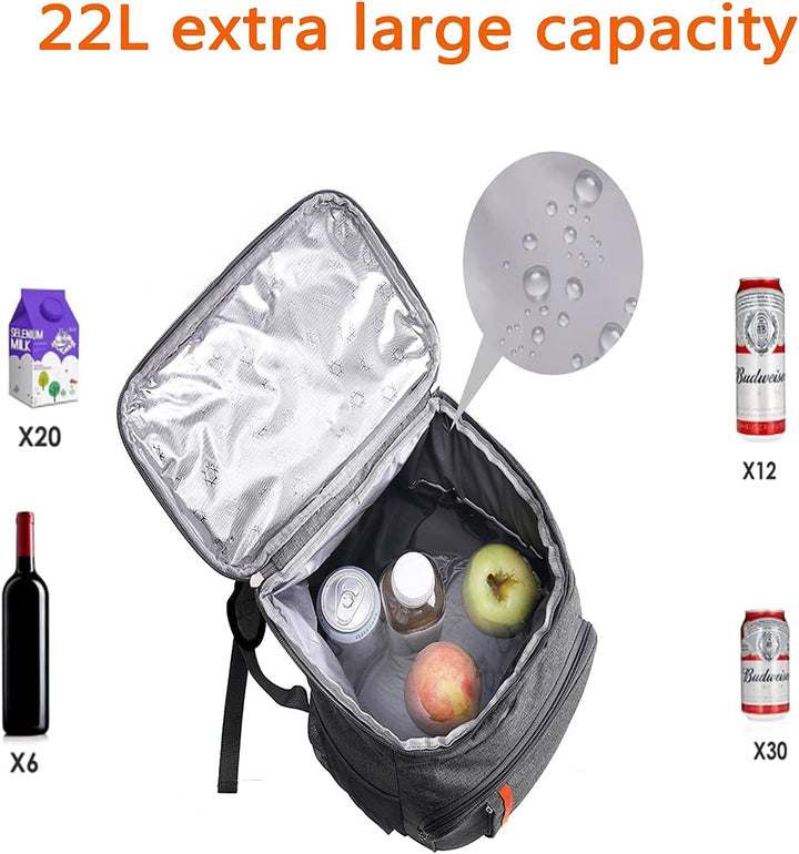 MCXKJ 22L Kühlrucksack Picknicktasche Kühl Rucksack Gross Isoliert Cooler Bag, Männer Frauen für Str