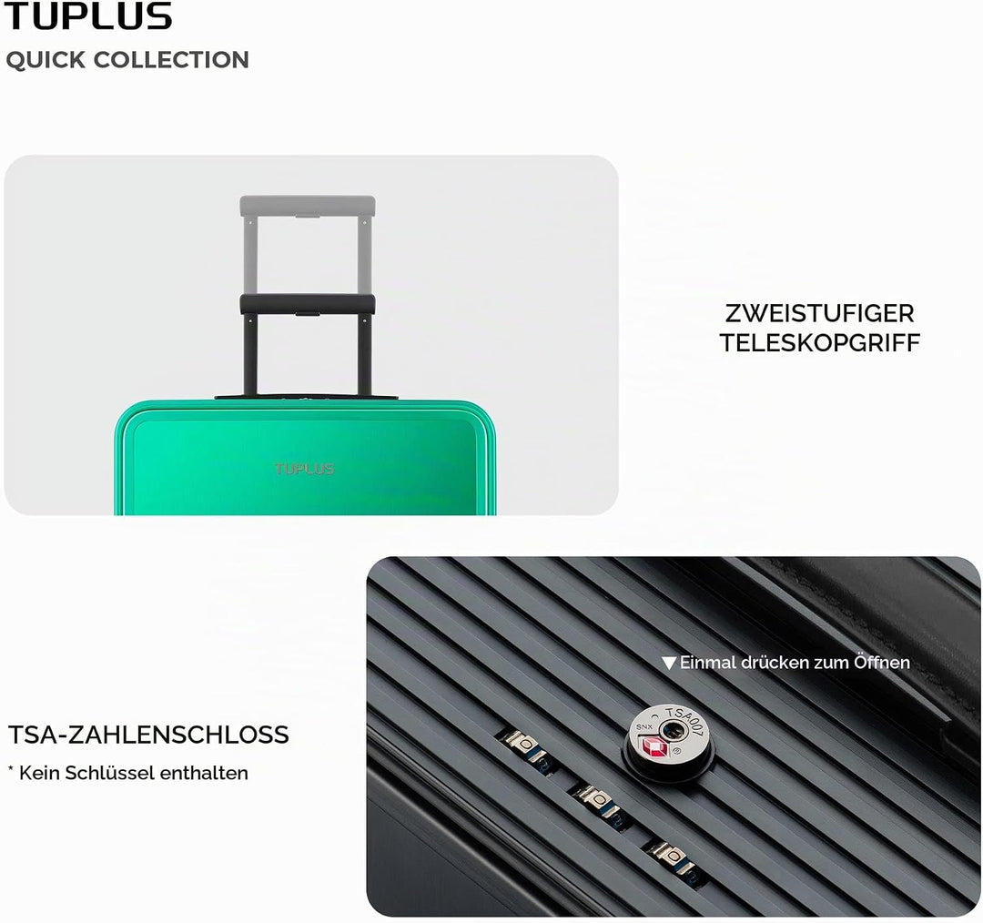 TUPLUS Koffer Aluminium Trolley Rollkoffer mit 4 Rollen Reisekoffer Handgepäck Hartschalenkoffer mit