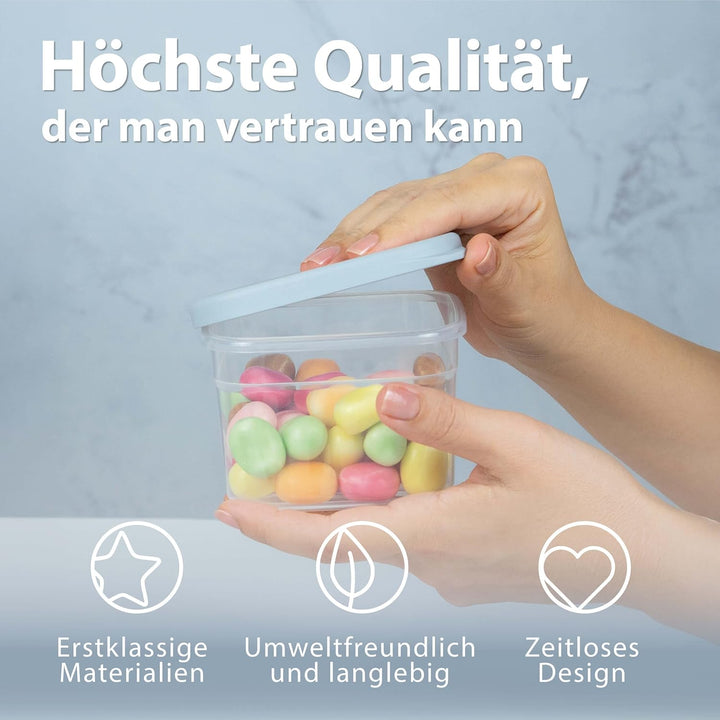 QOONA Luftdichte Vorratsdosen mit Deckel [1000ml - 12er-Set] Hellgrau - Stapelbar &amp; platzsparend für
