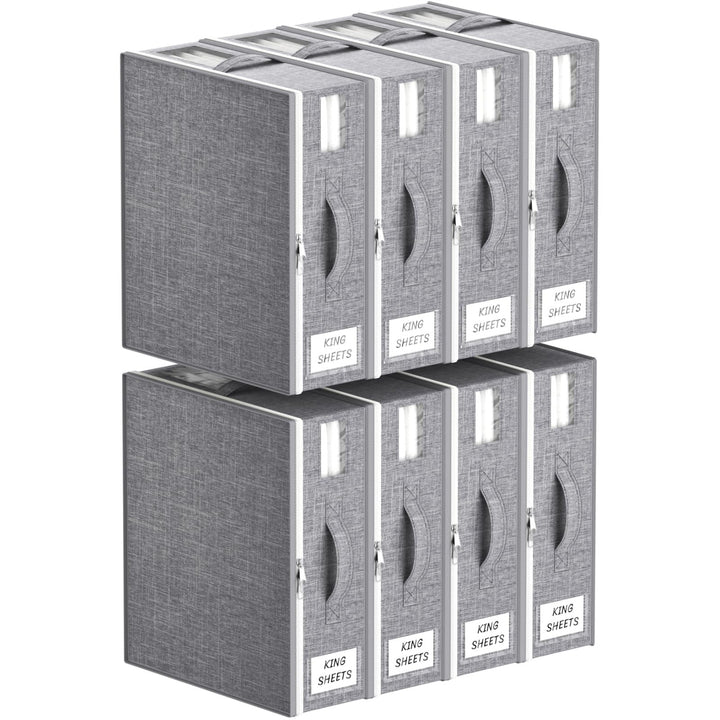 Lifewit 8 Stück Faltbarer Aufbewahrungstasche, Bettwäsche Organizer, Grau Grau M 8, Grau M 8