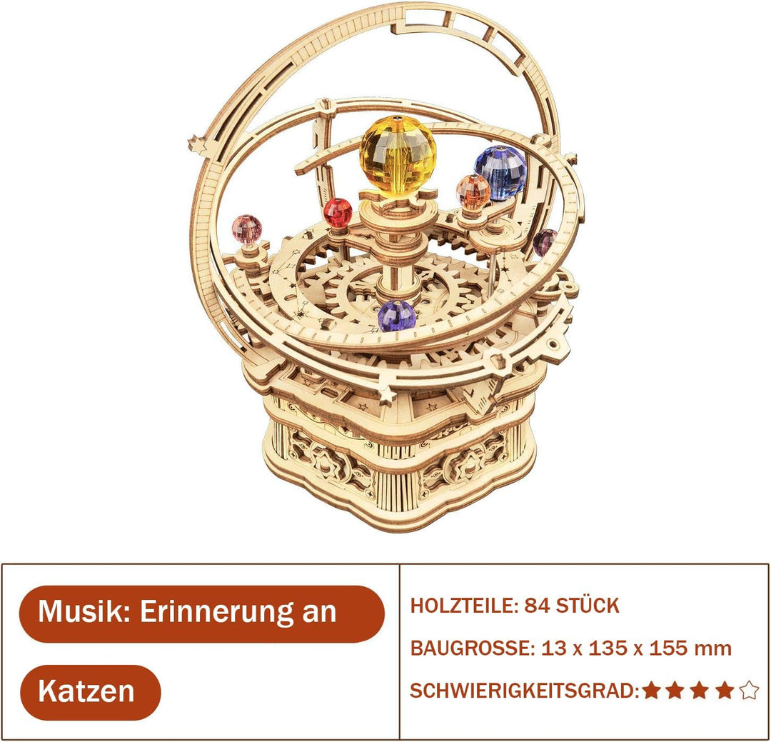 ROKR Mechanisch Modellbausatz Holz 3D Puzzle Musikbox Holzpuzzle für Erwachsene Teenager