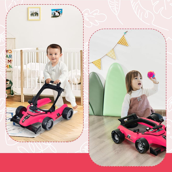 COSTWAY 4 in 1 Lauflernhilfe, Lauflernwagen klappbar mit einstellbarer Höhe &amp; Geschwindigkeit, Baby