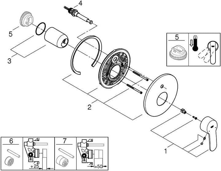 GROHE Eurostyle C Einhand-Wannenbatterie Fertigmontageset für Unterputzkörper (35501000) 19506002, S