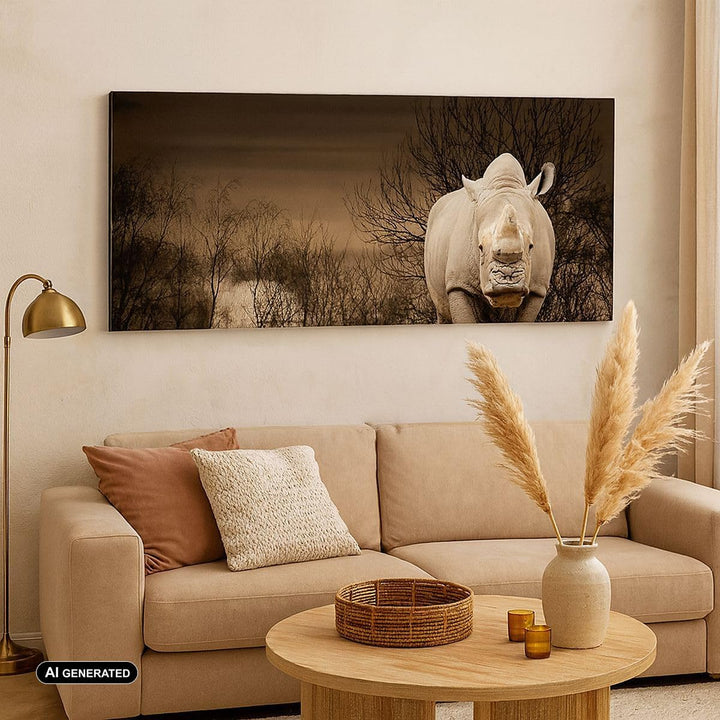 Wandbilder Dekoration Wohnzimmer Tier Nashörner Insekten Panorama Bilder auf Leinwand 120x50cm Leinw