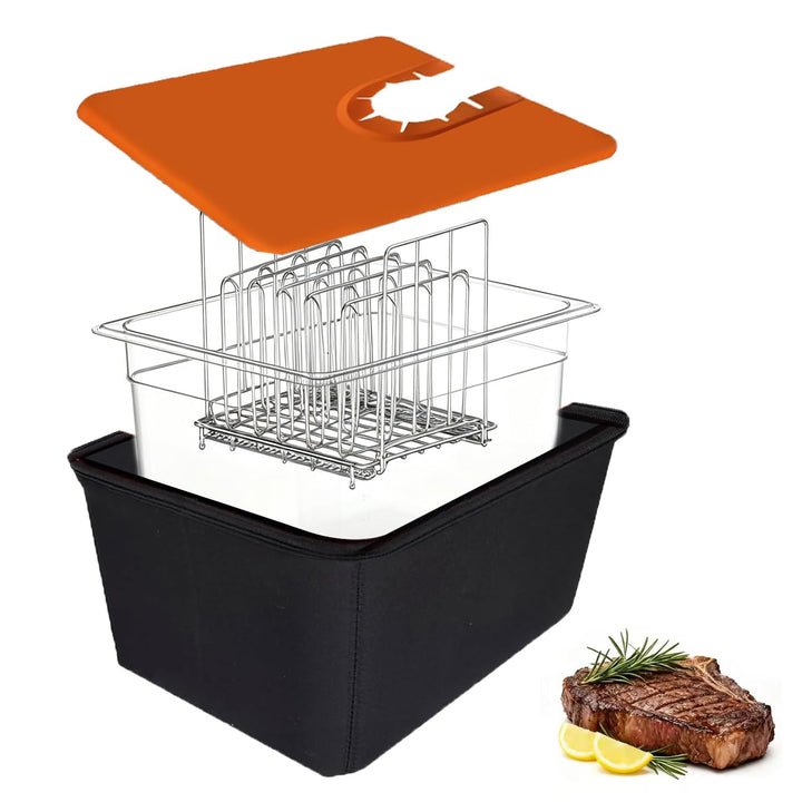 Sous Vide Behälter 12L, Sous Vide Container mit Deckel, Thermohülle und Rack, Multifunktionaler Tran